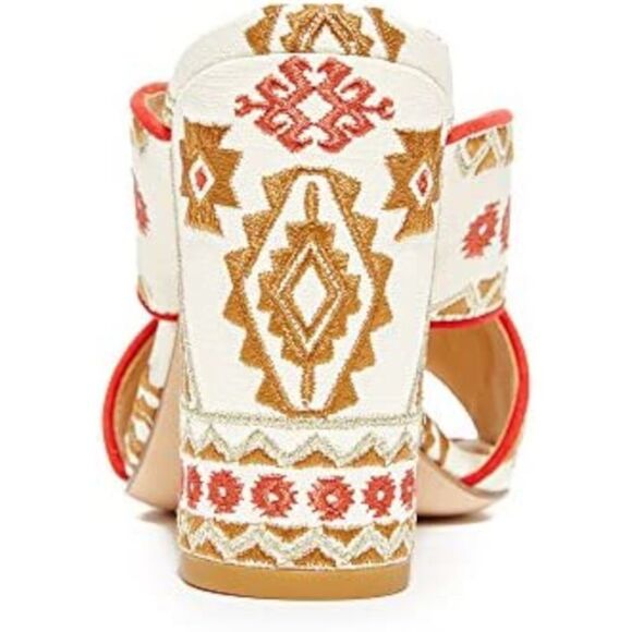 ASH Womens Red Aztec Adel Round Toe Block Heel Slip On Heeled Sandal 36 - Picture 2 of 3